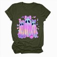 thumbnail image 5 of TOWED22 Halloween T Shirt Women Crew Neck Short Sleeve Awareness Ribbon T Shirts - Bow Ghost Graphic Print Loose Top Funny Fashion Clothes(AG,XXL), 5 of 5