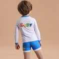 thumbnail image 6 of Gyratedream Baby Toddler Boys Long Sleeve Sunsuit Swimwear UPF 50+ Pullover Rash Guard and Swim Trunks Two Piece Outfit Set Kids Cartoon Print Swimsuit for 1-7 Years, 6 of 8