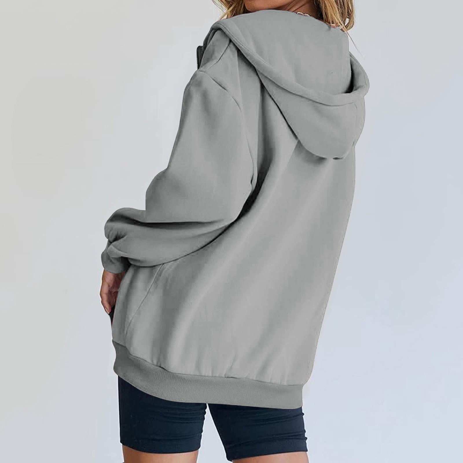 Amkhujs Hoodies for Women Half Zip Oversized Sweatshirts Pullover School Fall Fashion Spring Outfits Winter Clothes with Pocket, Gifts for Women