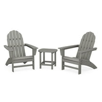 POLYWOOD Vineyard 3-Piece Adirondack Set with South Beach 18" Side Table in Slate Grey