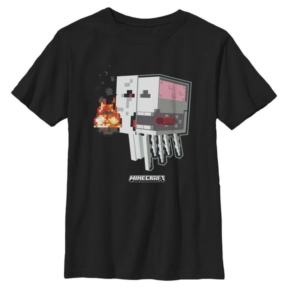 Boys Minecraft Ghast Throat Bomb Skeleton Side T Shirt