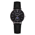 thumbnail image 1 of Zhoulianfa Reloj de pulsera de cuarzo de cristal para pareja de moda (marco negro, esfera negra S), 1 of 2