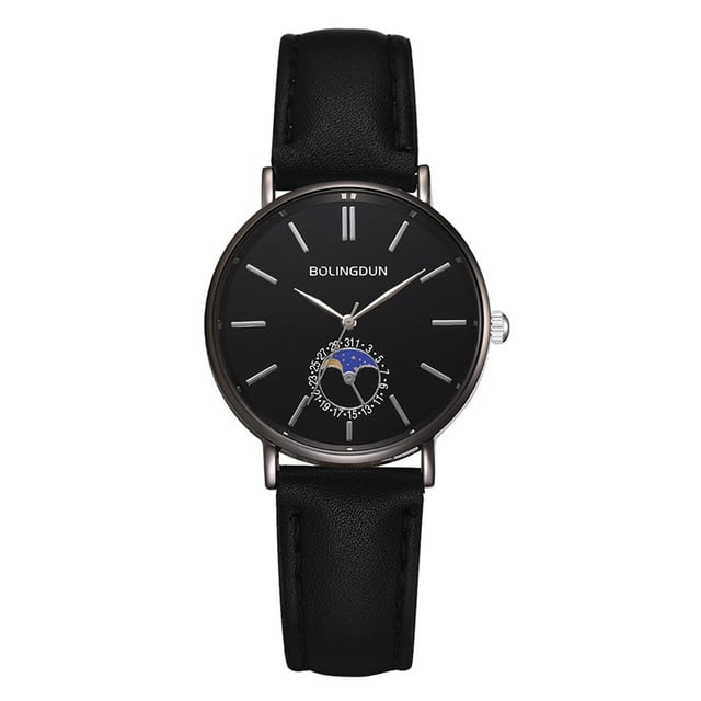 Zhoulianfa Reloj de pulsera de cuarzo de cristal para pareja de moda (marco negro, esfera negra S)