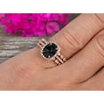 thumbnail image 2 of 3 Carat Oval Cut Black Diamond Moissanite Engagement Ring 10k Rose Gold With Art Deco Vintage Looking Matching Wedding Band, 2 of 5