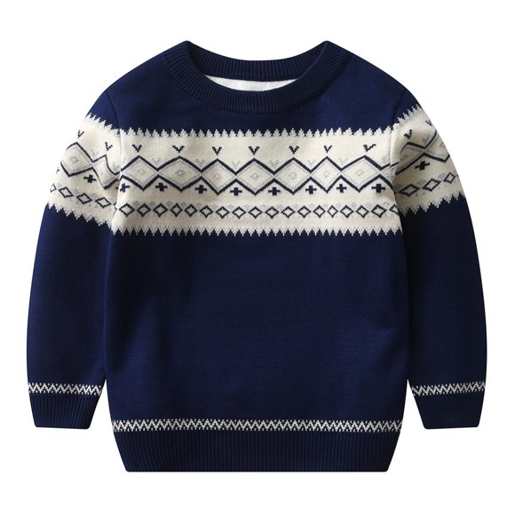 Ketyyh-chn99 Chandail Tricoté pour Bébé Fille Garçon, Chandail Tricoté à Manches Longues d'Hiver pour Tout-Petits Garçons Filles, Chandail Chaud pour Enfants, Vêtements pour 5-6 Ans, Bleu Foncé