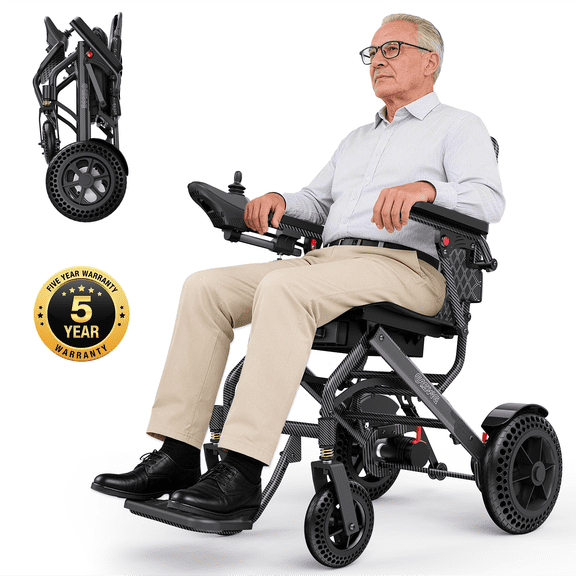 Lightweight Foldable Electric Wheelchair 40Lbs All Terrain Mobility Scooter for Seniors 30  Miles Range(250LBS), 500W Motor, Airline Approved