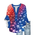 thumbnail image 2 of Odbmxy V-Neck T Shirts Women Independence Day 3/4 Sleeve Shirts for Women 2026 Fancy Loose Vacation Summer Casual Stars Tops, 2 of 5