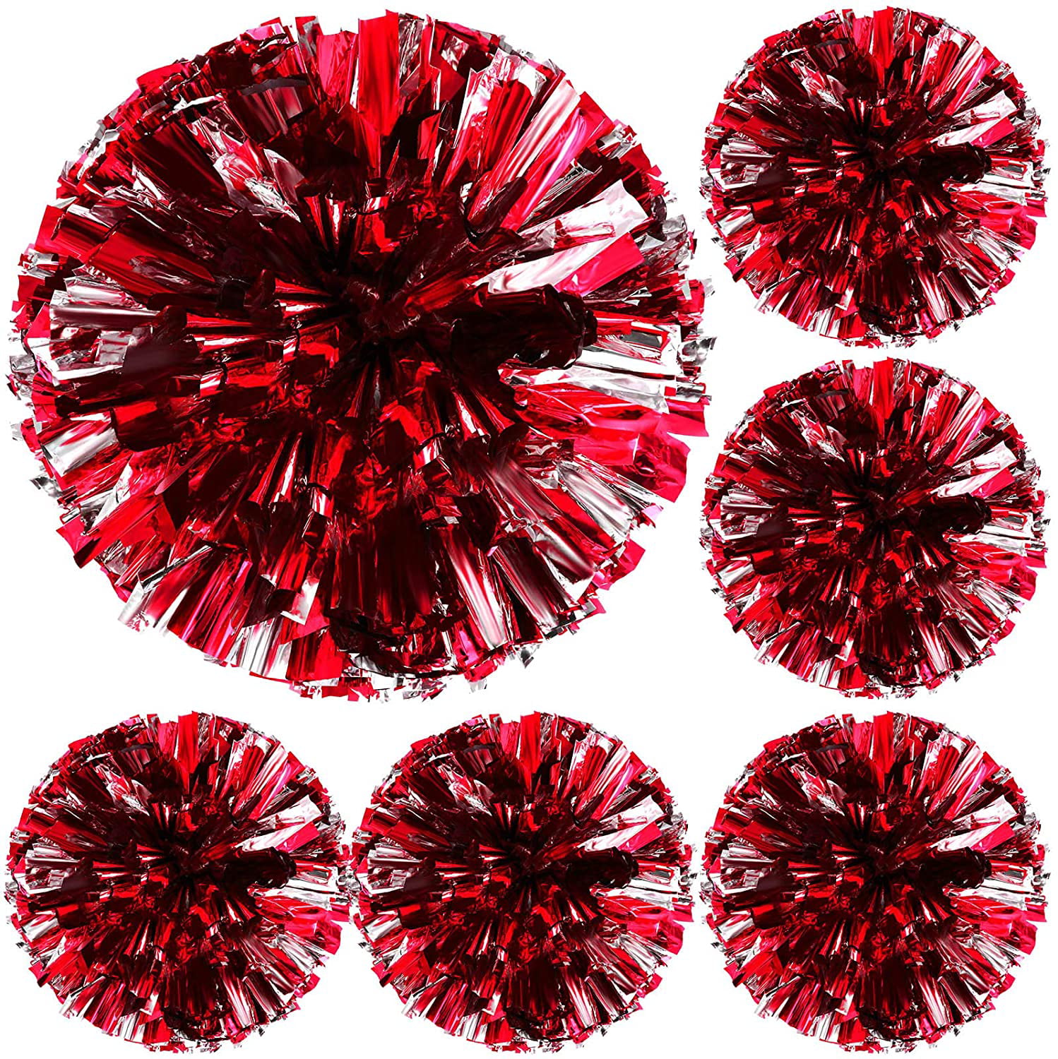 6 pcs Cheerleading Aerobics Pompoms Hand Flower with Ring Design for Dance Party Games Competition 5 Colors Plastic Pom Poms 
