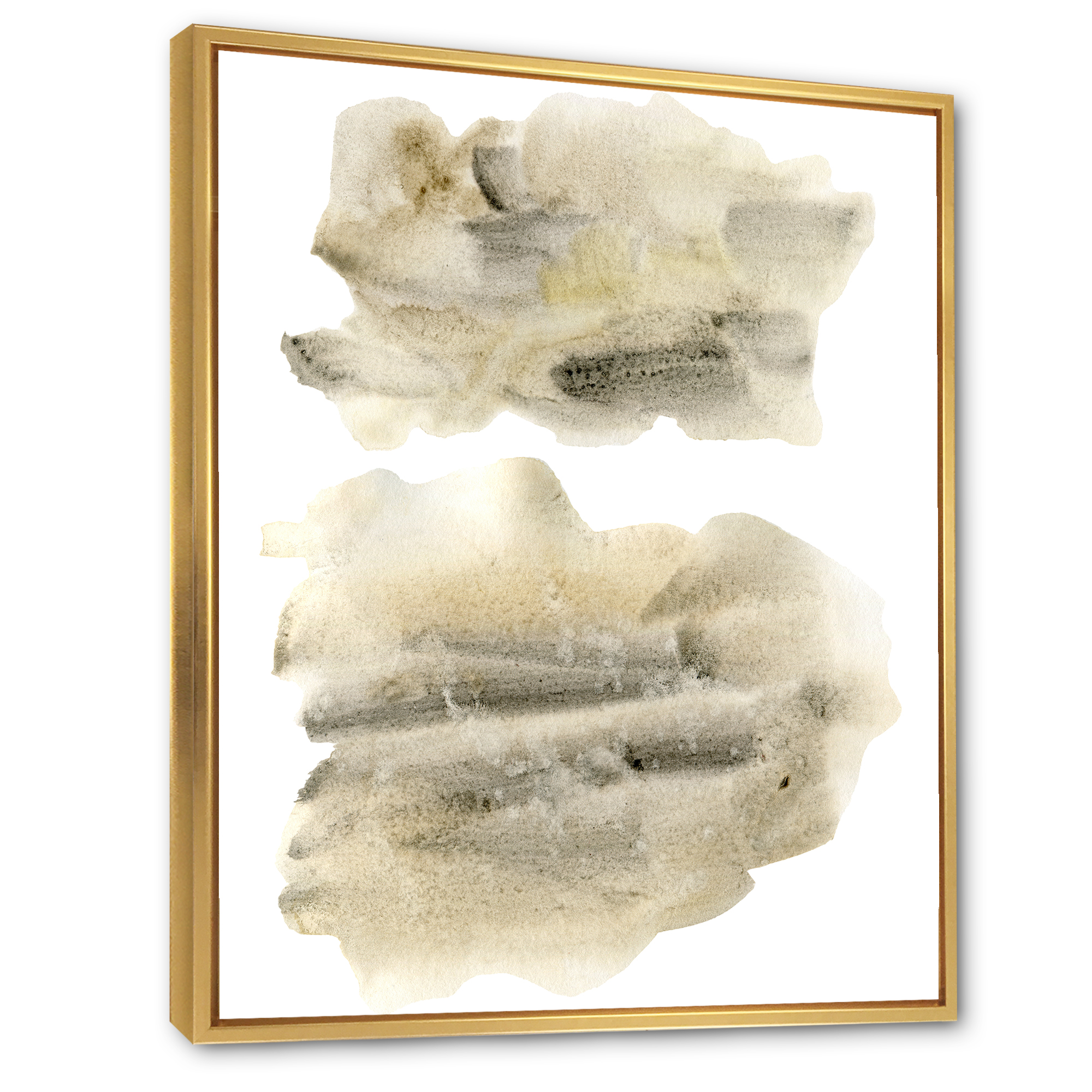Designart 'Beige and Black Clouds' Modern Framed Canvas Wall Art Print