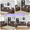 thumbnail image 4 of Hybition 3-Piece Living Room Sofa Set, Matte Faux Leather, with Geometric Pillows-Color:Brown, 4 of 9