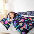 thumbnail image 4 of Homewish Neon Cartoon Mushroom Queen Comforter Set,Colorful Polka Dots Bedding Sets,Blue Pink Black Bedding Comforter Set For Girls Kids,Super Cozy Room Decor,3pcs, 4 of 8