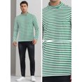 thumbnail image 4 of DARING DIVA Men's Striped Turtleneck Long Sleeves Pullover Stripes T-Shirt S Green White, 4 of 6