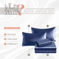 thumbnail image 3 of Elegant Comfort Luxurious 4-Piece Silky Satin Sheet Set Cooling Soft Satin Sheet Set, Twin XL, Navy Blue, 3 of 5