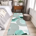 thumbnail image 4 of Kitchen Runner 2 x 6 Ft, Boho Geometric Non-Slip Residential Carpet, Aqua Ethnic Abstract Stripes Leaves Indoor Crawling Mats Runner Rugs for Living Room/Dining Room/Bedroom, 4 of 8