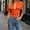 Orange, variant on Women Crew Neck Loose Fitted Space Dye Fringe Sweater Long Sleeve Pullover Top for Fall Winter Casual Wear