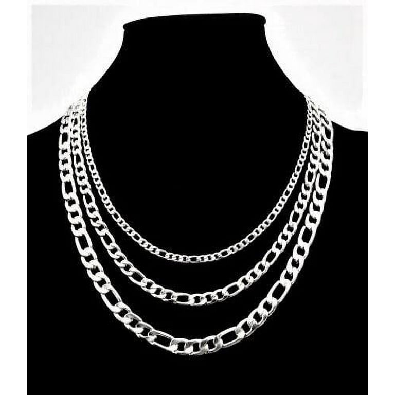 Collares Figaro Cadenas de Acero Inoxidable para Mujer Hombre Ninos, Adult Unisex, Size: 1.2mm Wide, Silver