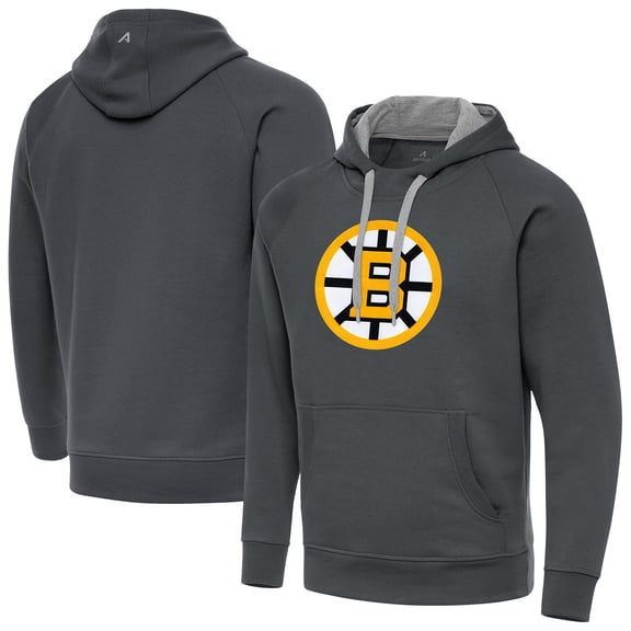 Men's Antigua Charcoal Boston Bruins Victory Pullover Hoodie