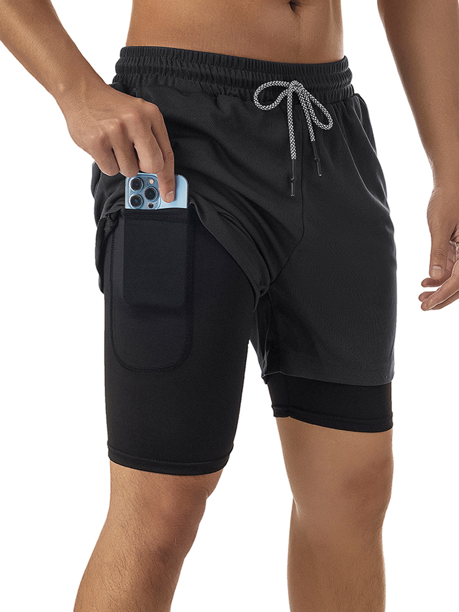 Kayotuas Men's 2 in 1 Running Shorts Gym Workout Breathable Yoga Training Sport Shorts with