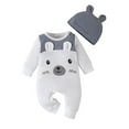 thumbnail image 1 of xiaxaixu Baby Long Sleeve Rompers Newborn Winter Round Neck Bear Pattern Jumpsuits Hat Infant Casual Bodysuit, 1 of 9