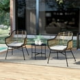 thumbnail image 5 of Grand Patio Outdoor Modern Bistro Set with Coffee Table, 3-Piece Wicker Furniture, Boho Style Chair Set with Cushions for Balcony, Porch, Garden, 5 of 6
