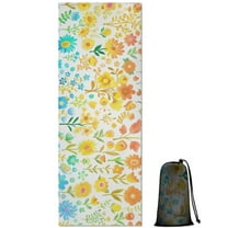 Light Pioneer Flower Pattern Hot Yoga Mat Towel Non Slip for Hot Yoga - Quick-Drying Yoga Mat Cover with 4 Corner Pockets with Travel Bag - Hot Yoga Towel Non Slip Grip Moisture Wicking Sweat 70"x26"