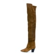 thumbnail image 2 of YDN Women Sexy Closed Pointed Toe Over The Knee Boots Stretchy Block Low Heels Pull On Long Boots Dress Winter Shoes Size 7 Brown, 2 of 4