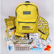 2-Person Emergency Preparedness Backpack for 2 with Dynamo Radio Flashlight by PrepareSurvive (Yellow)