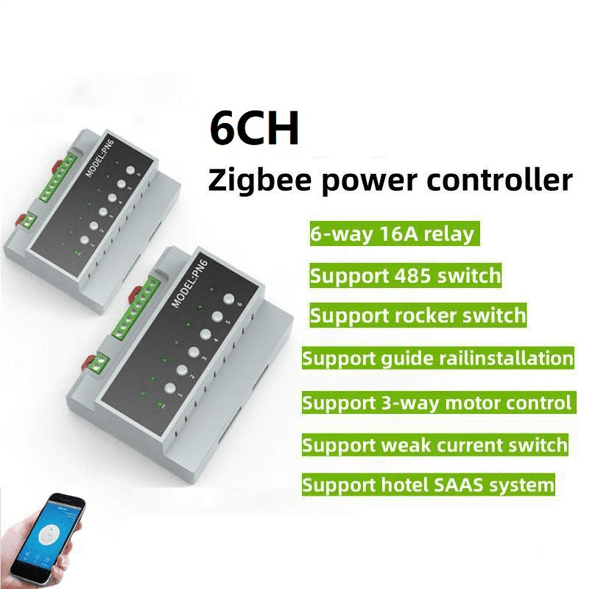 5X Tuya Smart Zigbee 6CH Relay Switch Module Remote Control Appliance Control Module Supports 3-Way Motor Control,5 x Relay Switch Module,Grey