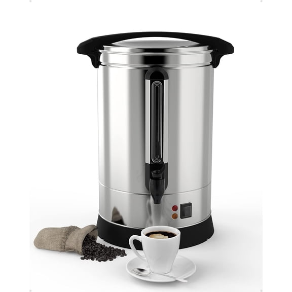 100 Cup Coffee Urn, 14L/3.7 Gal Large Capacity Stainless Steel Electric Coffee Percolator, Hot Beverage & Hot Cafe Dispenser with Fast Brew & Auto Keep-Warm, for Party Buffet Catering
