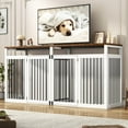thumbnail image 4 of ChVans 87" Large Farmhouse Dog Crate TV Stand, Wooden Dog Crate Furniture with 4 Lockable Doors/Solid Metal Tube, XL-XXL Heavty Duty Dog Crates Furniture for 2 Medium or Large Dogs,White-Brown, 4 of 7