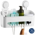 thumbnail image 1 of Estante de ducha Sin perforación Desmontable Baño Ducha Caddy Cesta de almacenamiento para champú Acondicionador Afeitadoras Jabón - Blanco Adepaton QH-223, 1 of 9
