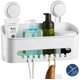 thumbnail image 1 of Estante de ducha Sin perforación Desmontable Baño Ducha Caddy Cesta de almacenamiento para champú Acondicionador Afeitadoras Jabón - Blanco Xemadio QH-223, 1 of 9