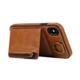 thumbnail image 3 of Allytechgroup Stylish iPhone XS/ iPhone X Wallet Case, Secure Phone Case for Apple iPhone XS/ iPhone X, Multi-functional and Durable, Ring Holder Hand Wrist Stand Shockproof Case for Women Men, Brown, 3 of 7