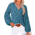 thumbnail image 1 of Blusa BTFBM Boho con estampado floral y cuello en V de gasa para mujer, 1 of 4