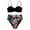 Red, variant on Plus size Swimsuits Women Print Bikini Push-Up Pad Swimwear Swimsuit Beachwear Set Black 8(L)