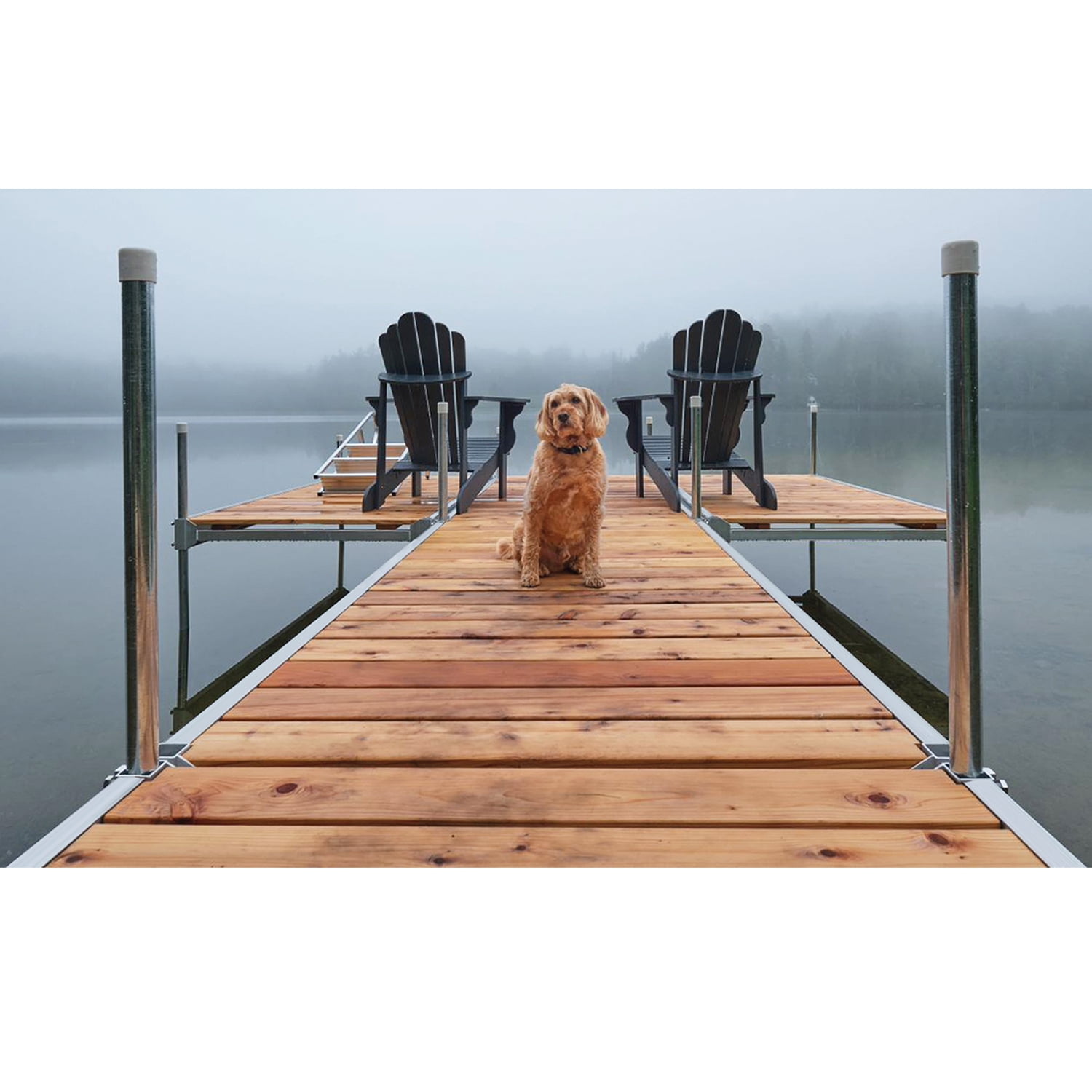 Multinautic, QP-400, 5-Sections, 4 ft. x 8 ft. Aluminum Stationary Dock with Cedar Decking