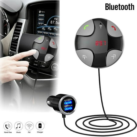 Handsfree Wireless Bluetooth 4.2 FM Transmitter Car Kit Mp3 Player with Dual USB Charger, Radio Adapter, Hands-Free Calling, Audio Receiver, Support TF (Best Bluetooth Car Charger With Fm Transmitter)