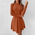 thumbnail image 4 of Pretxorve Women Nightgown Solid Long Sleeve Mock Neck Waist Cinched A Line Casual Loungewear Sleep Dress, 4 of 4