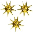 thumbnail image 1 of 3 Pieces 9 Pointed Paper Star Lanterns 12 Inch Hanging Lampshade for LED Light Wedding Birthday Party Decor, Gold, 1 of 7