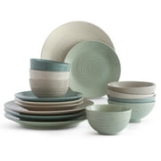 Sango Siterra Artist's Blend Stoneware Dinnerware Set, 16-piece, Sage/Blue/Gray/Cream
