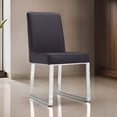 thumbnail image 6 of Ien 25 Inch Dining Chair Set of 2, Armless, Brown Faux Leather, Chrome, 6 of 6