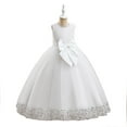 thumbnail image 4 of Zanarzt Girl Sleeveless Formal Dress Flower Girls Spaghetti Strap Tulle Dress Long A Line Wedding Pageant Dresses Princess Birthday Party Ball Gown White,8-9 Years, 4 of 9