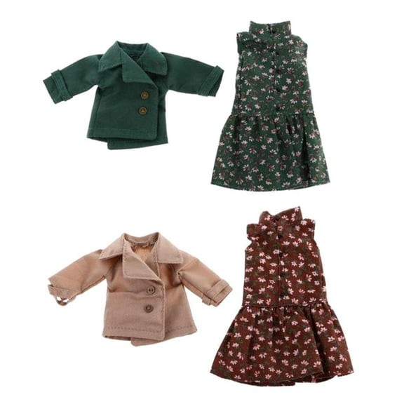 2 Sets 1/6 Sleeveless Dress   Coat Outfit for 12inch