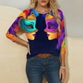 thumbnail image 6 of Cadancy Mardi Gras Shirts for Women Plus Size Holiday Funnny Print 3/4 Sleeve Trendy Tunic Tops Carnival Rave Party Outfits Crewneck Trendy Casual Blouse, 6 of 6