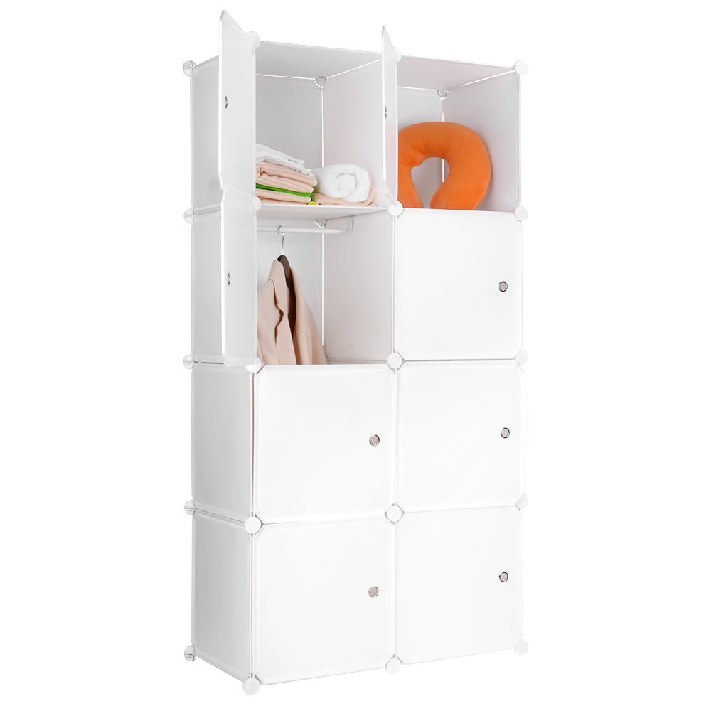 8 Cube Diy Portable Closet Organizer For Hanging Clothes Armoire Wardrobe For Bedroom Storage Cube Organizer With Doors Modular Cabinet Sturdy And Capacious White Walmart Canada