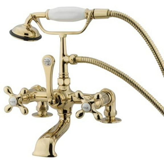 Elements Of Design Dt2032ax Triple Handle Wall Mounted Clawfoot Tub Filler - Brass