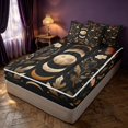 thumbnail image 3 of Homewish Moon Phase Printed Zipper Full Size Comforter Sets with Fitted Sheet and 2 Pillowcases, Butterfly Blossom Zipper Bedding Set, Black Reversible, 3 of 7