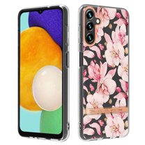Feishell Case for Samsung Galaxy A14 5G 6.6 inch,Fashion Flower Pattern Flexible Silicone Shockproof Cover for Women Girls Slim Transparent Phone Case Support Wireless Charging,E