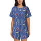 thumbnail image 1 of Balery New-York City Conjunto de Pijama para Mujer con Estampado, Dos Piezas de Manga Corta y Shorts, Ropa de Dormir Suave con Cuello Redondo y Bolsillos-X-Large, 1 of 6