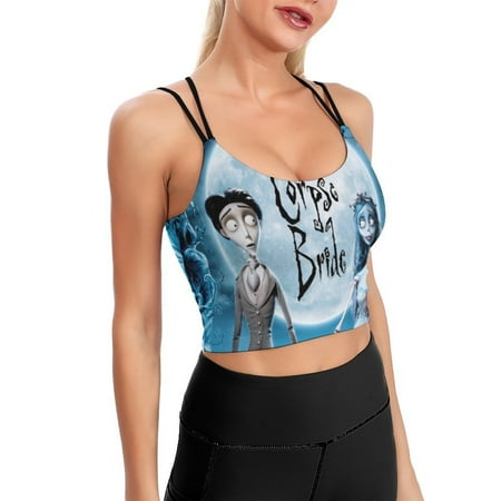 Corpse Bride Film Sports Bra For Women Padded Crop Top Camisole Yoga Tank Top Vest Workout Tops Racerback With Built In Bra Activewear Fitness Gym